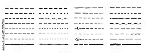 underline dashed marker sketch doodle vector lines