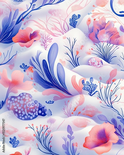 fabric pattern with surreal botanical fusion of flowers