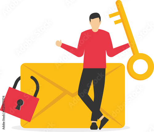 Email encryption concept, Secure, encrypted messages, emails, Internet data protection. stock illustration

