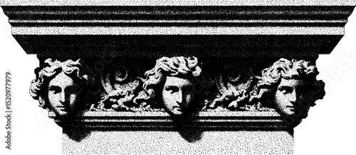 Engraved renaissance revival facade with intricate classical ornamentation for historical design