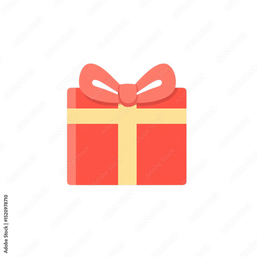 Obraz premium Gift present icon with bow and flat shape, isolated on transparent background