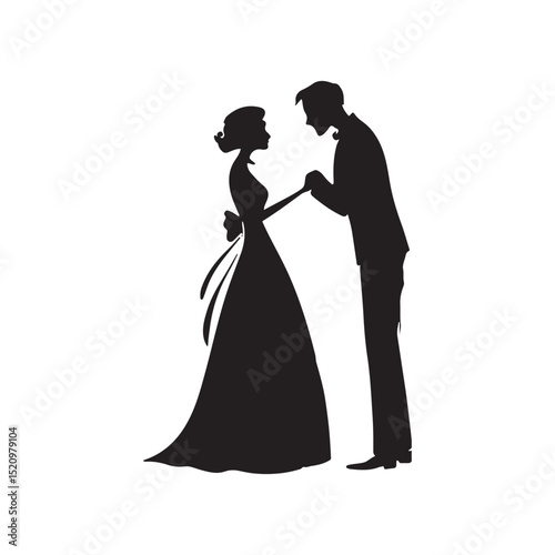 Romantic silhouette of a bride and groom – perfect for wedding themes