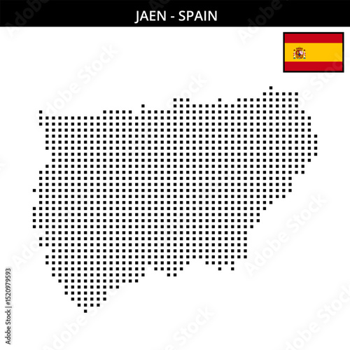 Medium square dotted map of jaen in Spain