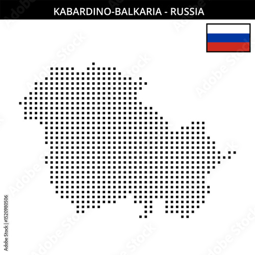 Medium square dotted map of Kabardino-Balkaria in Russia