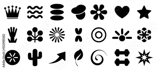 Set of black minimalist decorative vector
