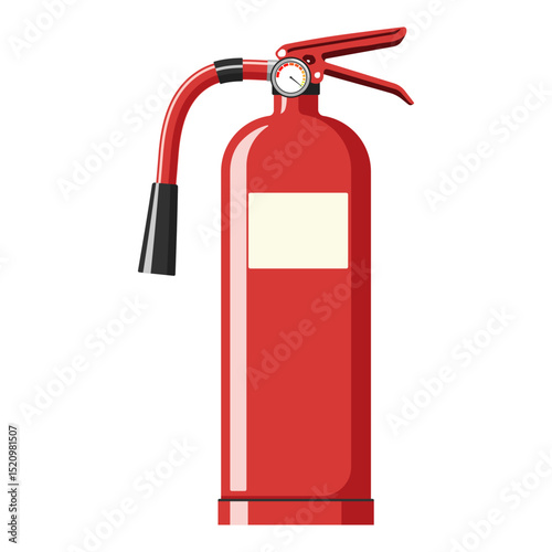 Red fire extinguisher for fire safety and emergency response, clean color illustration without background.