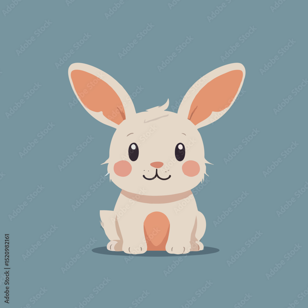 Fototapeta premium Cute Bunny Character With Floppy Ears, Rabbit Flat Illustration Art