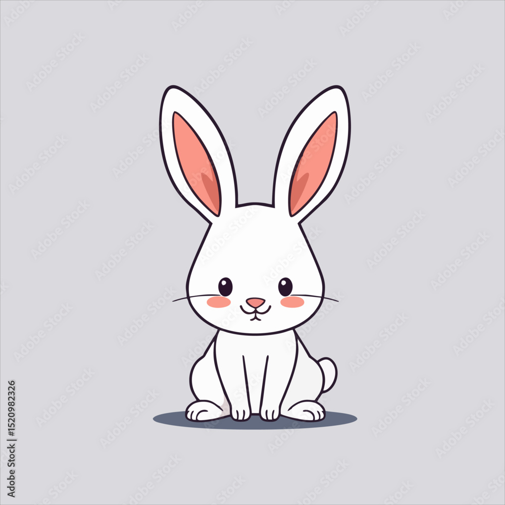 Fototapeta premium Adorable Bunny Mascot, Cute Rabbit Character Illustration