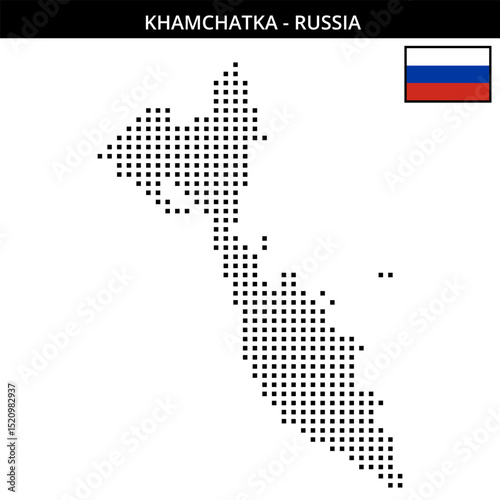 Medium square dotted map of khamchatka in Russia
