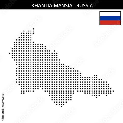 Medium square dotted map of Khantia-Mansia in Russia