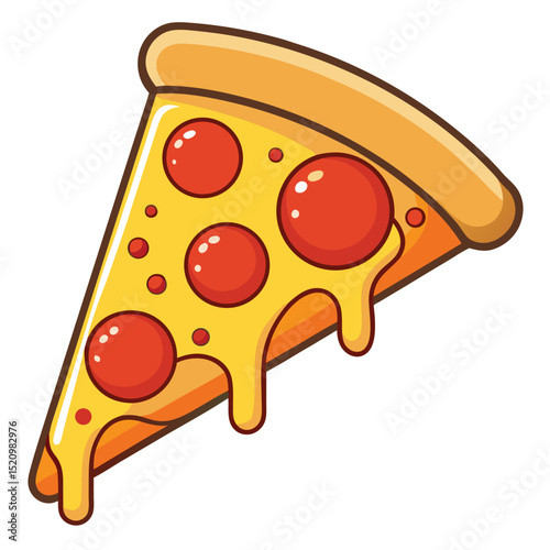 Delicious Pepperoni Pizza Slice with Dripping Cheese on a White Background, Ready to Eat