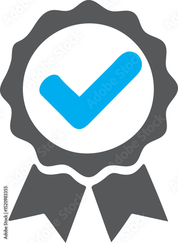 Verified Badge Icon- Blue Checkmark Ribbon Symbol for Certification & Approval
