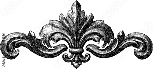 Ornate symmetrical fleur de lis design for decorative art projects