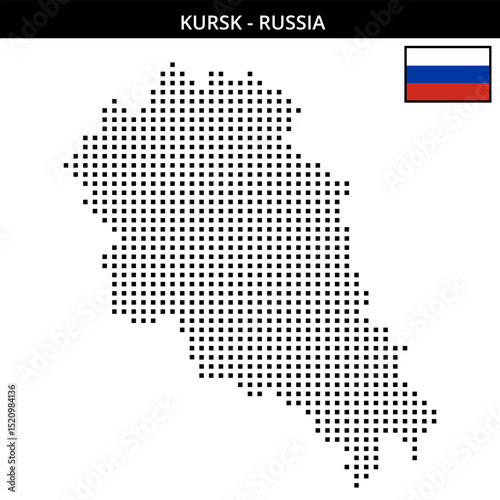 Medium square dotted map of kursk in Russia