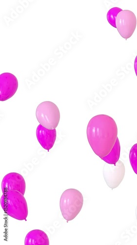 pink helium balloons rising to the ceiling - 3D rendering