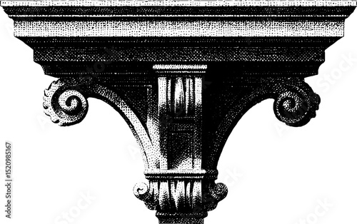 Victorian architectural detail engraving for historical design and decoration