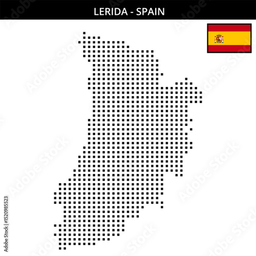 Medium square dotted map of lerida in Spain