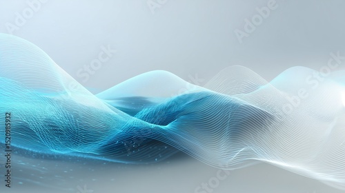 Ethereal blue waves in an abstract digital landscape, suitable for a screensaver