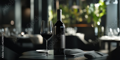 wine bottle and glasses