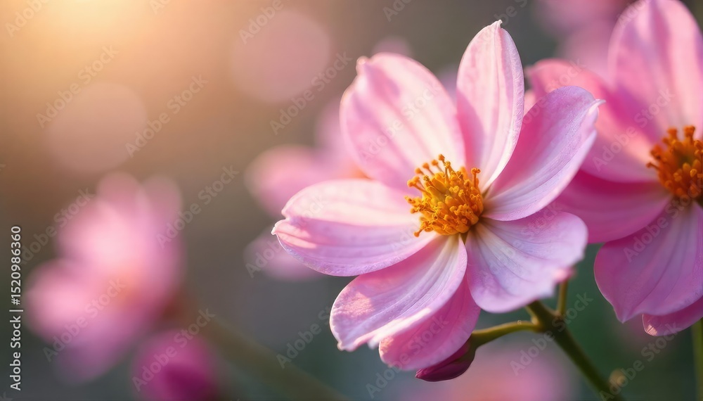 Fototapeta premium Close-up of delicate, fragrant flowers, petals gently swaying in a soft breeze, evoking a sense of calm and renewal Perfect for spa, wellness, and aromatherapy concepts , garden, aromatherapy, peace