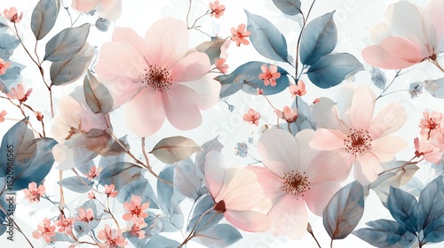 Delicate floral illustration in soft pastel colors
