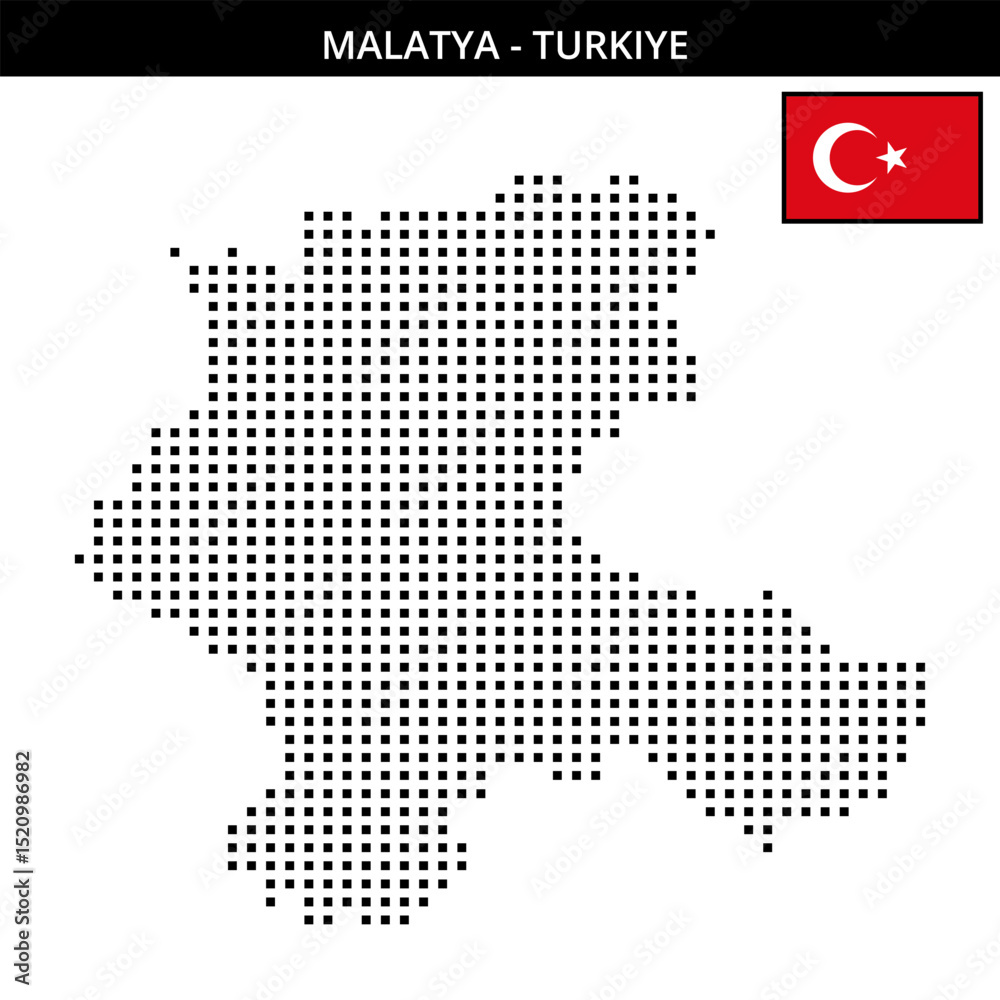 Obraz premium Medium square dotted map of malatya in Turkiye