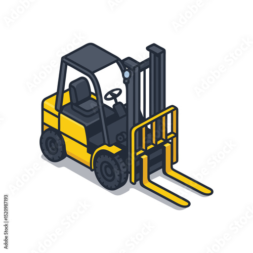 vector image of a forklift, skid, and crates on white