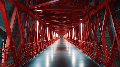 Red Metal Bridge Structure Architectural Design and Engineering Marvel