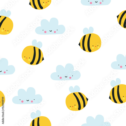 Cute seamless pattern with bee.eps