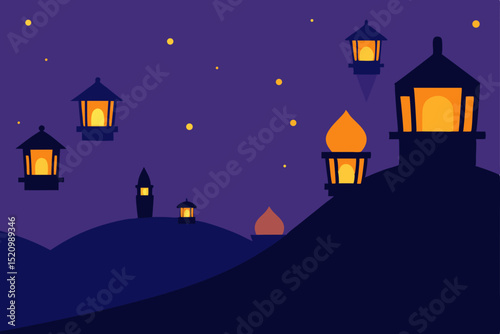Spooky Halloween night with a dark castle silhouette under a moonlit sky, featuring haunted house architecture and cartoon trees