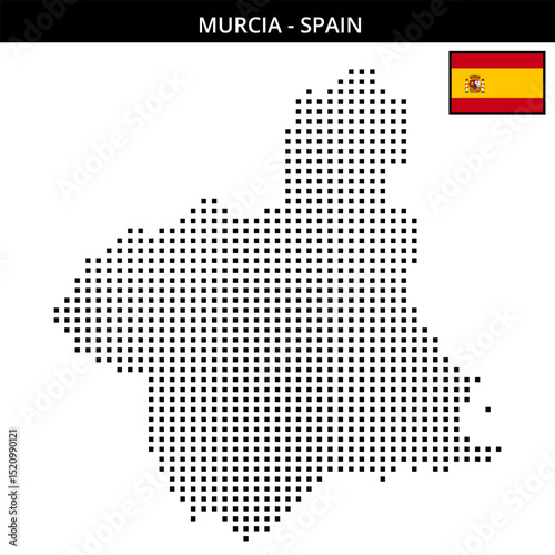 Medium square dotted map of murcia in Spain