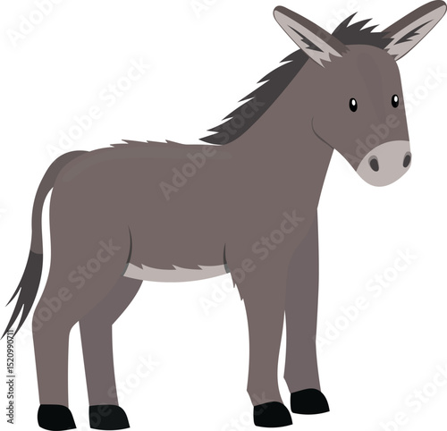 Illustration of Cute Donkey animal isolated on white, vector