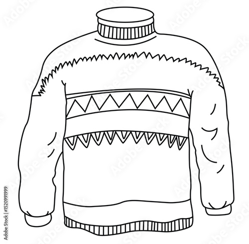 Cute cartoon hand drawn vector pullover outline.