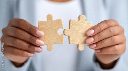 Hands uniting puzzle pieces a symbol of collaboration