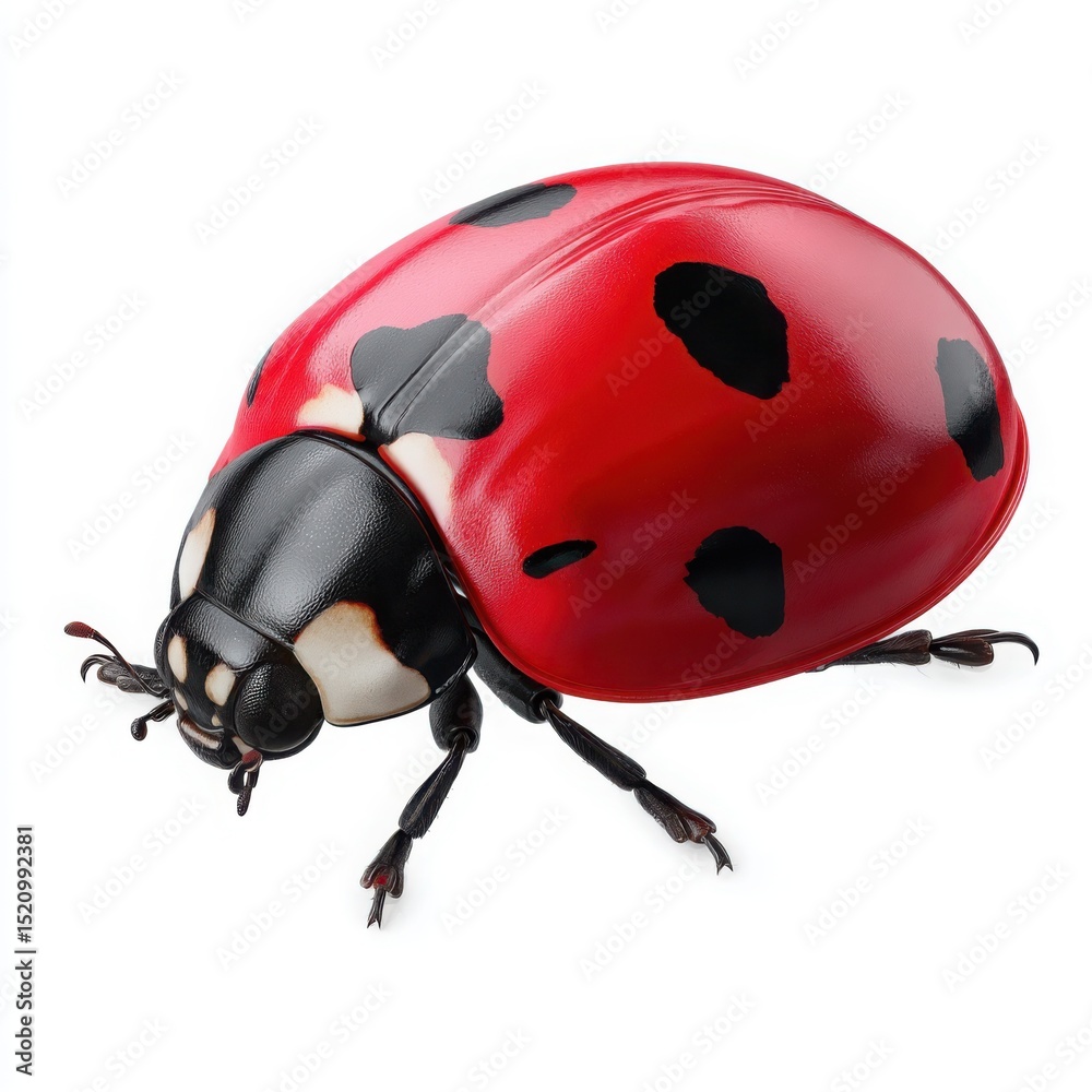 Fototapeta premium Ladybug with spots close up on a white background