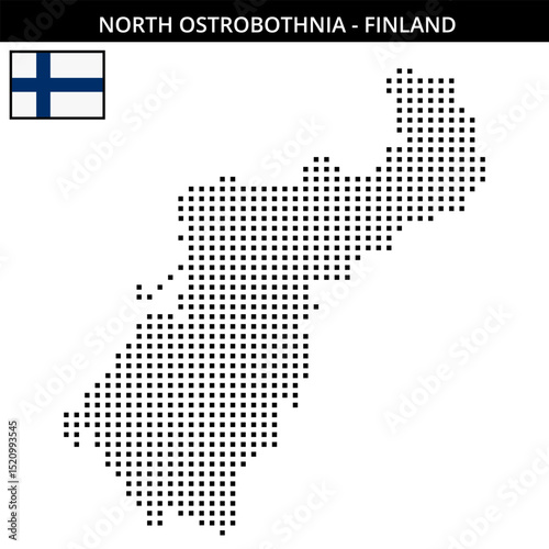 Medium square dotted map of north-ostrobothnia in Finland