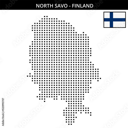 Medium square dotted map of north-savo in Finland