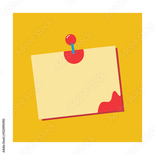 Paint Smudged Notecard with Hand Drawn Pin Sketch