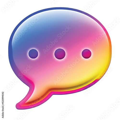A playful 3D smiley face emoticon with speech bubble vector icon design