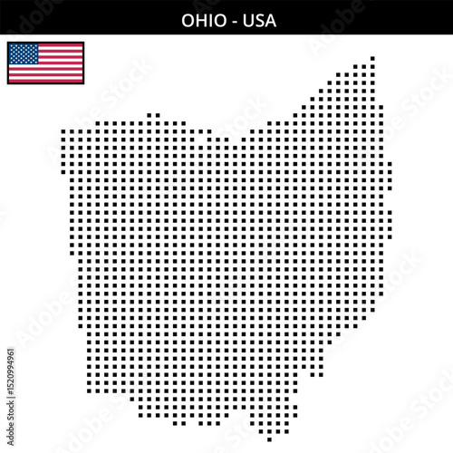 Medium square dotted map of ohio in the USA