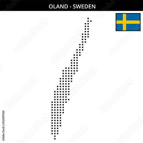 Medium square dotted map of Oland in Sweden