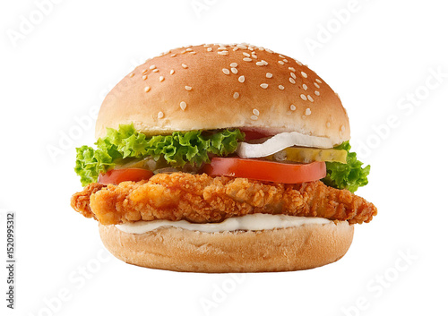 Chicken burger isolated on transparent or white background photo
