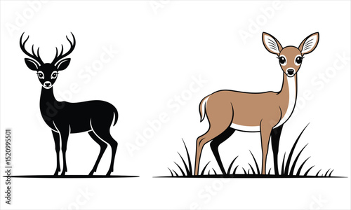 set of deer silhouettes