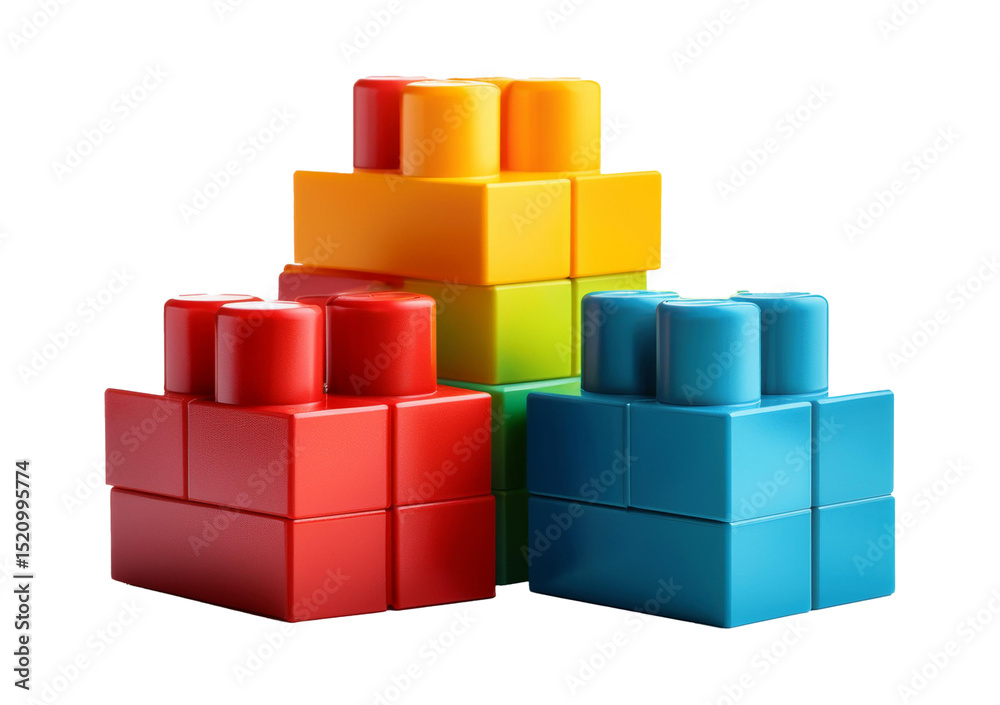 Obraz premium Colorful building blocks isolated on transparent or white background