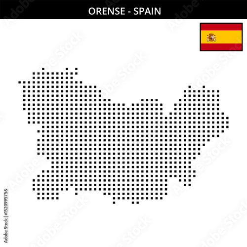 Medium square dotted map of orense in Spain