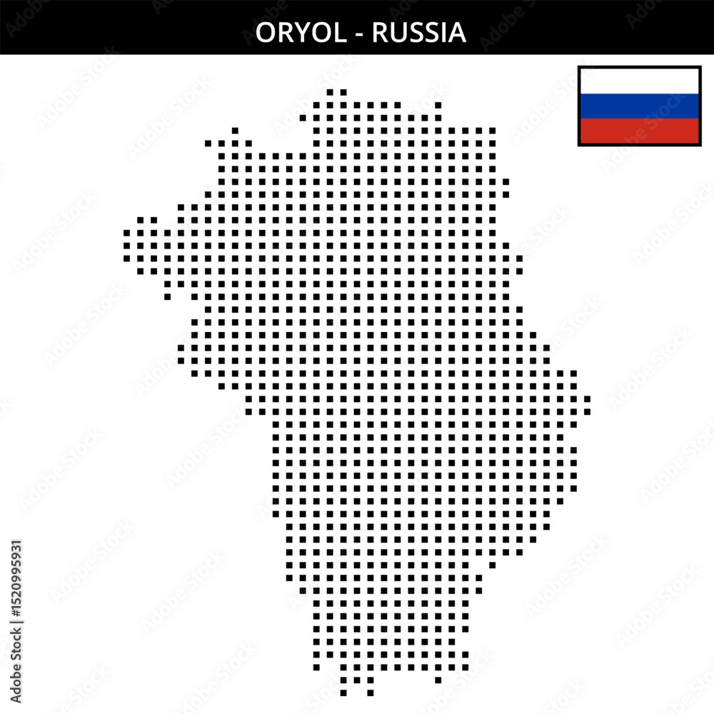 Obraz premium Medium square dotted map of oryol in Russia