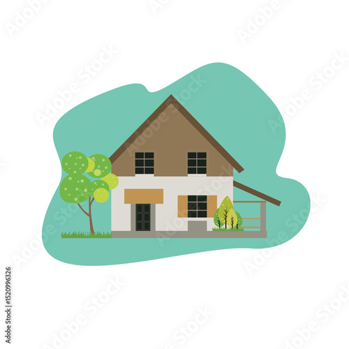 house with green grass