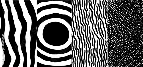 Bold geometric patterns with stripes and circles for artistic design