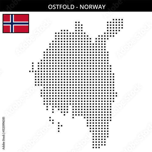 Medium square dotted map of Ostfold in Norway