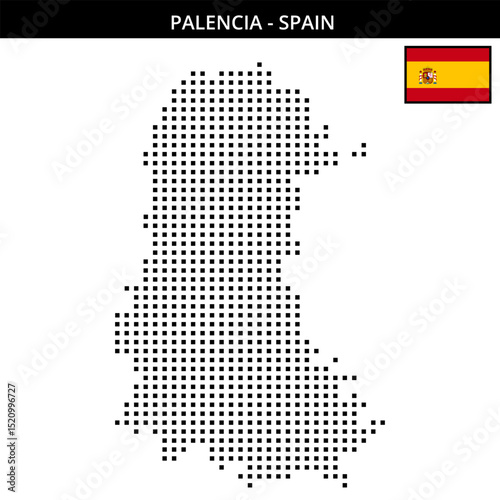 Medium square dotted map of palencia in Spain